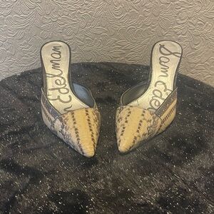 Sam Edelman Snakeskin Pointed-Toe Mules – Size 8